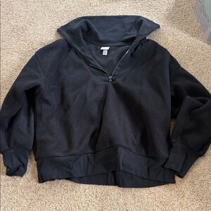 a new day Black Zip-Up Fleece Pullover